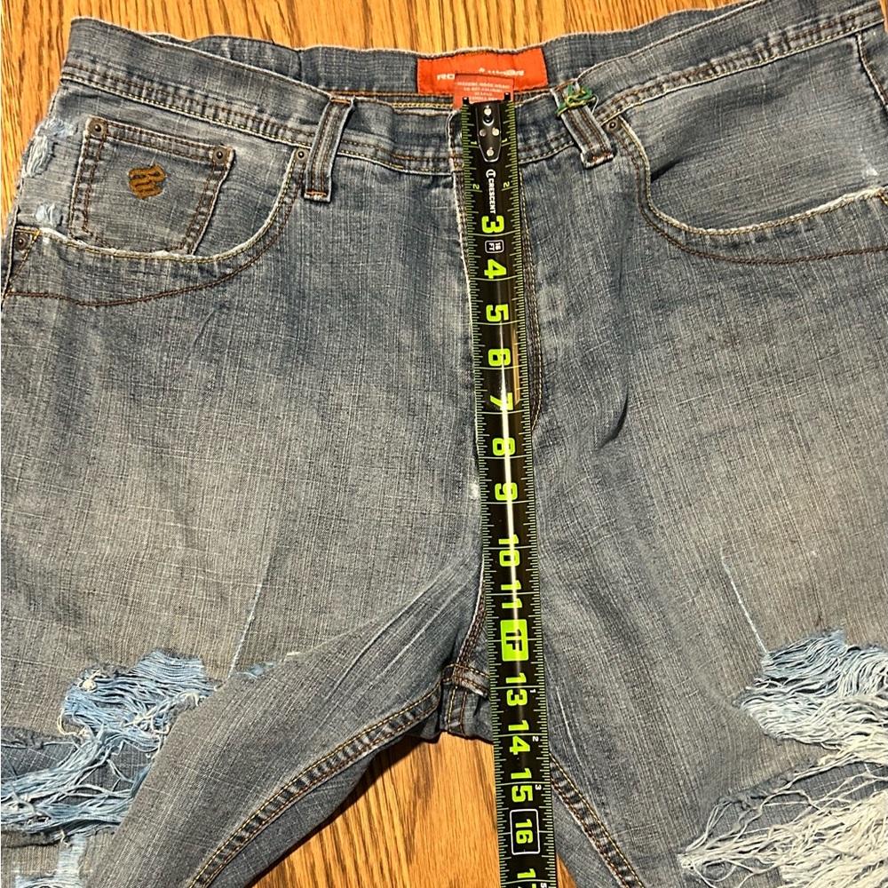 Rocawear Jeans Mens Vntg Baggy Hip Hop Skater Y2K Wide Leg Thrashed Distressed‎ - Picture 6 of 12